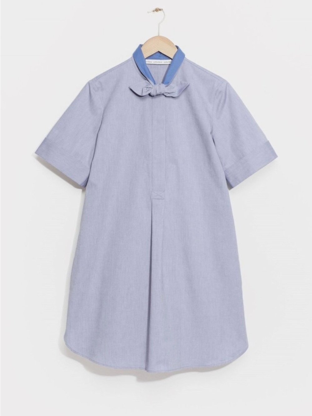 & Other Stories Light Blue Short-Sleeve Shift Dress with Contrast Collar